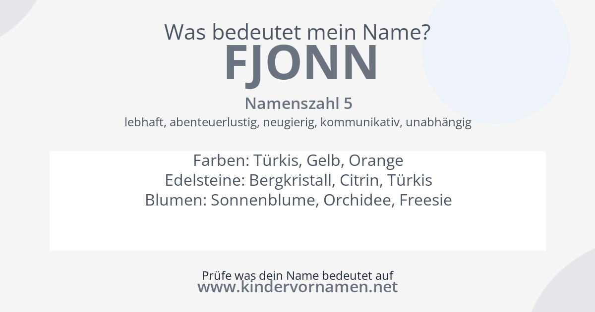 Was bedeutet der Name Fjonn?