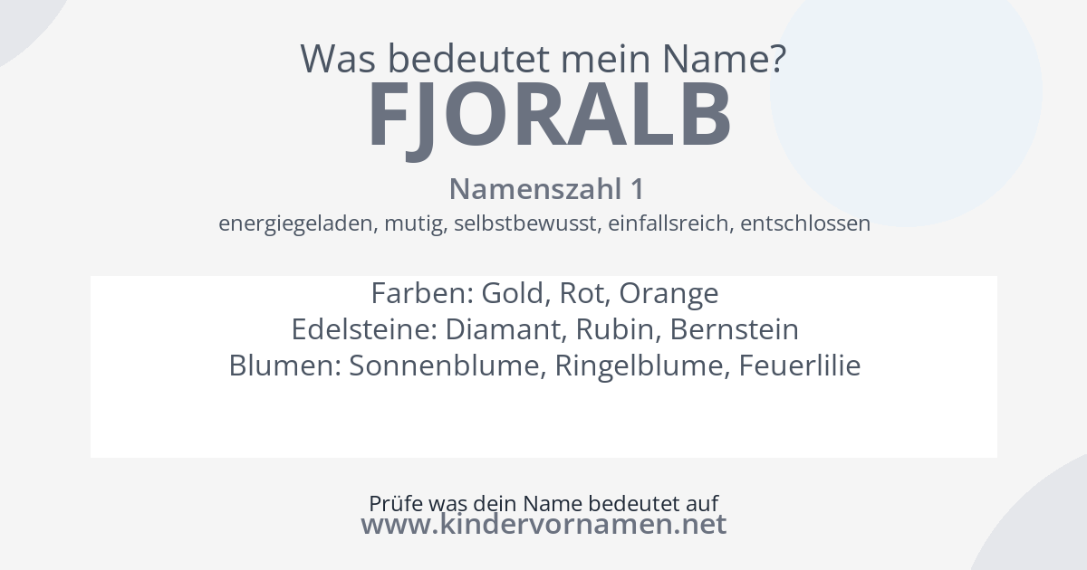 Was bedeutet der Name Fjoralb?