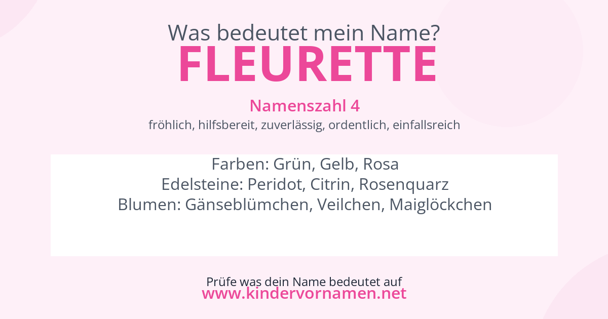 Was bedeutet der Name Fleurette?