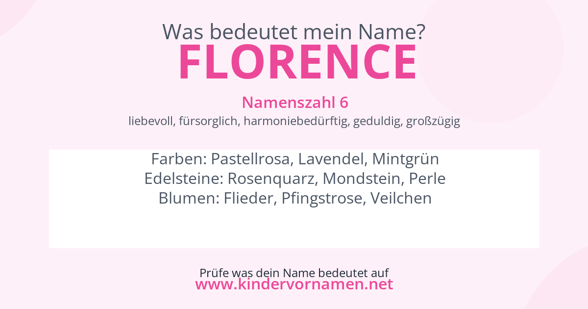 Was bedeutet der Name Florence?
