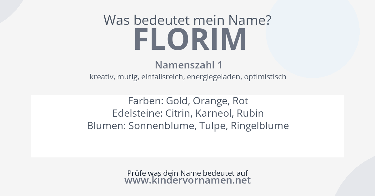 Was bedeutet der Name Florim?