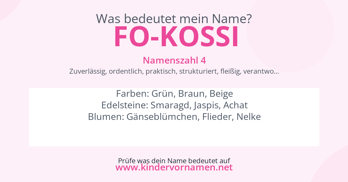 Was bedeutet der Name Fo-Kossi?