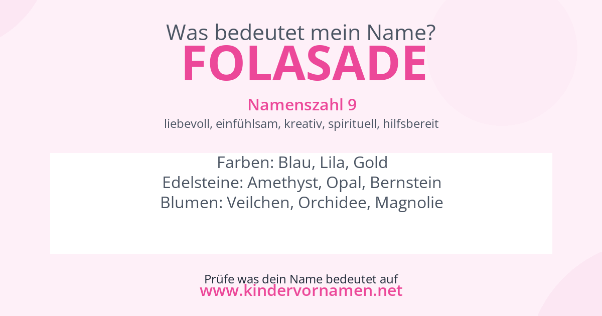 Was bedeutet der Name Folasade?