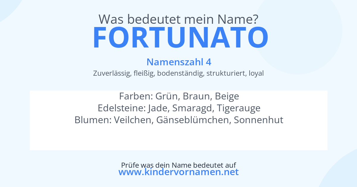 Was bedeutet der Name Fortunato?