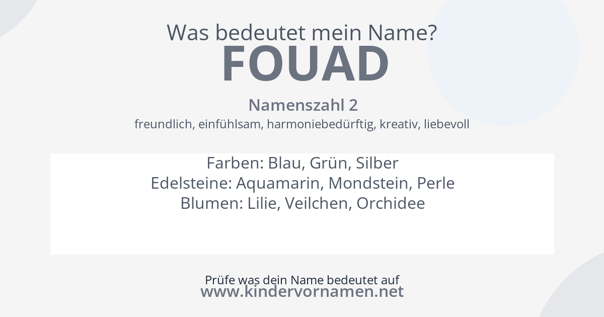 Was bedeutet der Name Fouad?