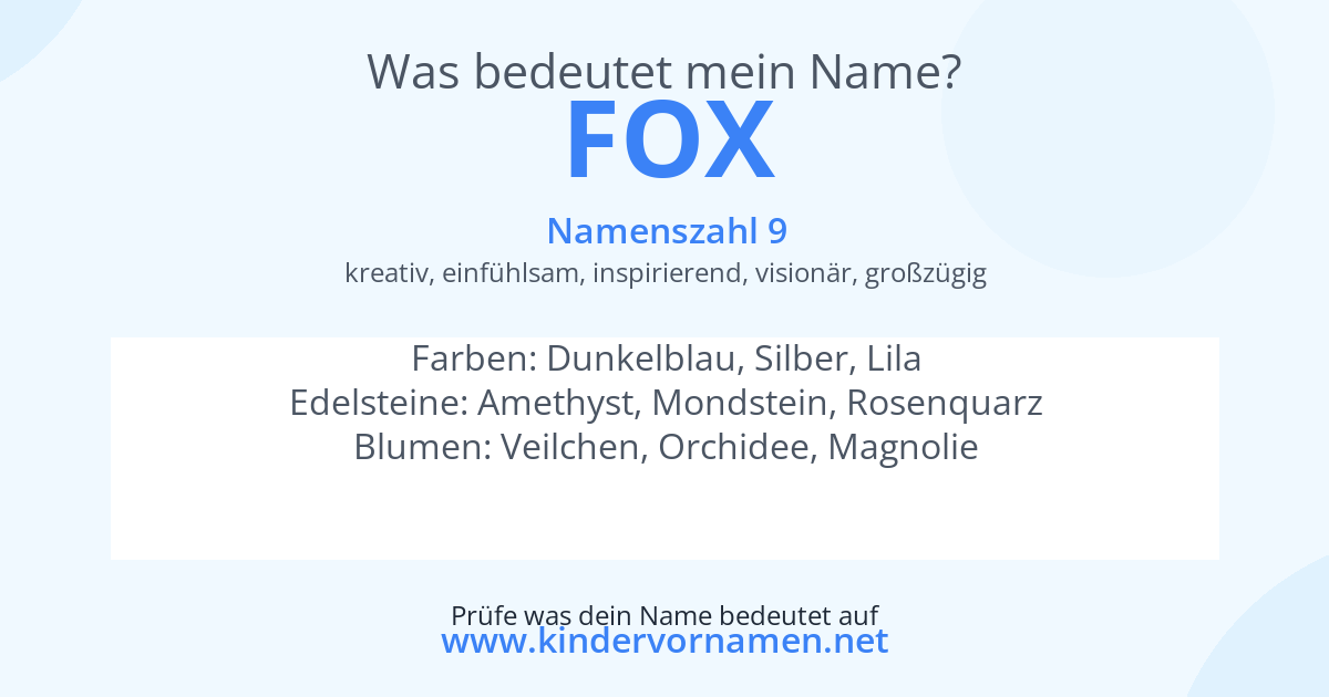 Was bedeutet der Name Fox?
