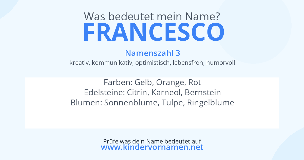 Was bedeutet der Name Francesco?
