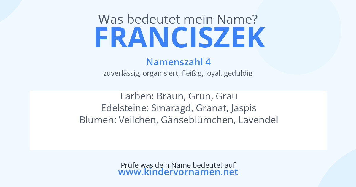 Was bedeutet der Name Franciszek?
