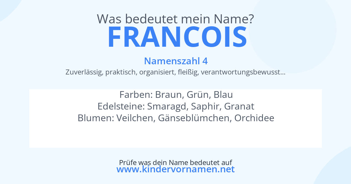 Was bedeutet der Name Francois?