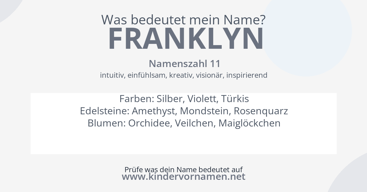 Was bedeutet der Name Franklyn?