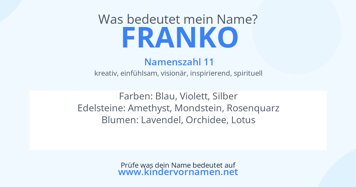 Was bedeutet der Name Franko?