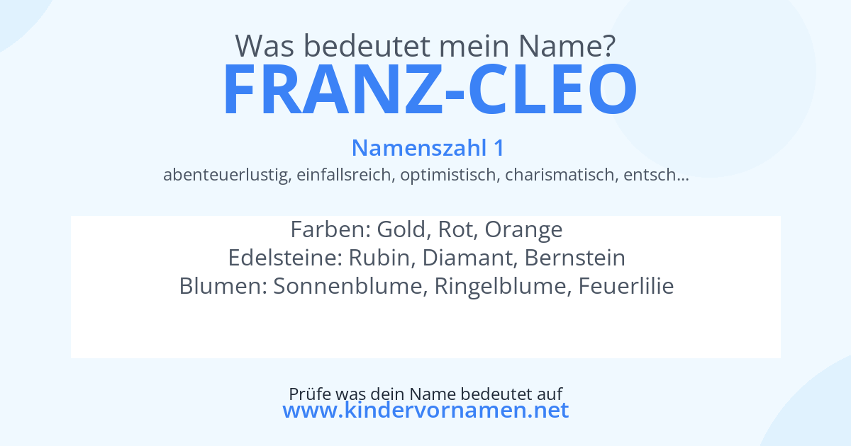 Was bedeutet der Name Franz-Cleo?
