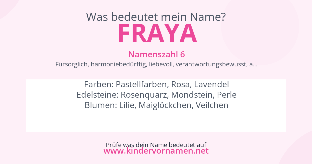 Was bedeutet der Name Fraya?