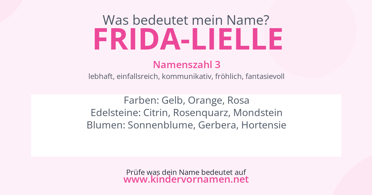 Was bedeutet der Name Frida-Lielle?