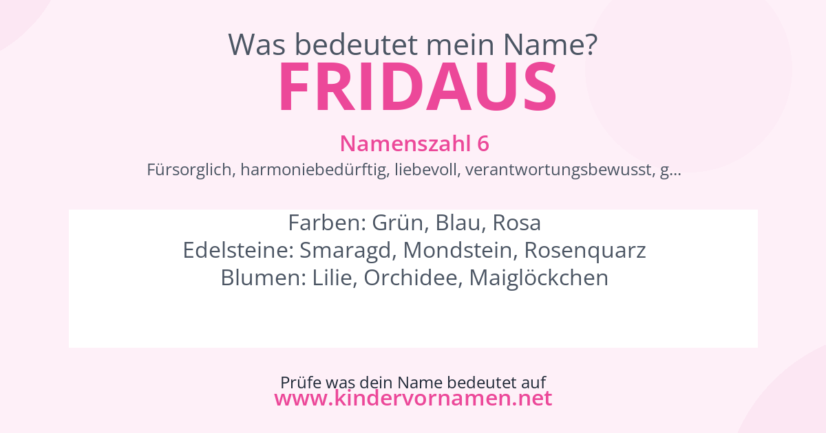 Was bedeutet der Name Fridaus?