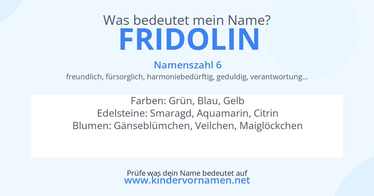 Was bedeutet der Name Fridolin?
