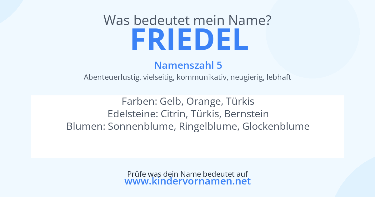 Was bedeutet der Name Friedel?