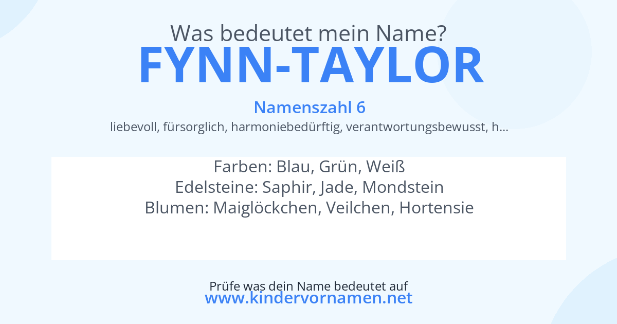 Was bedeutet der Name Fynn-Taylor?