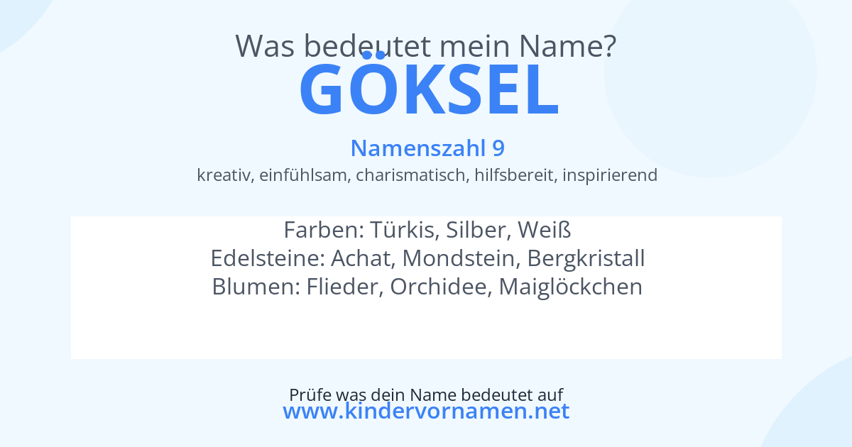 Was bedeutet der Name Göksel?