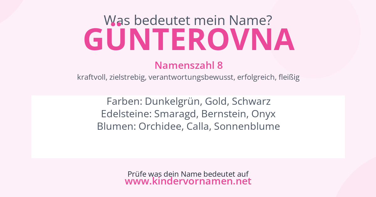 Was bedeutet der Name Günterovna?