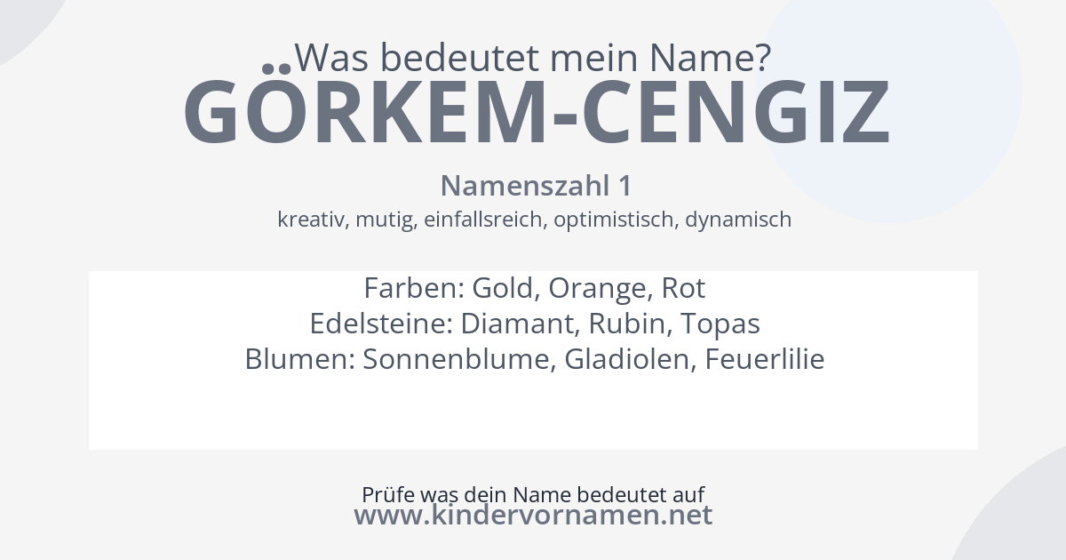 Was bedeutet der Name Görkem-Cengiz?