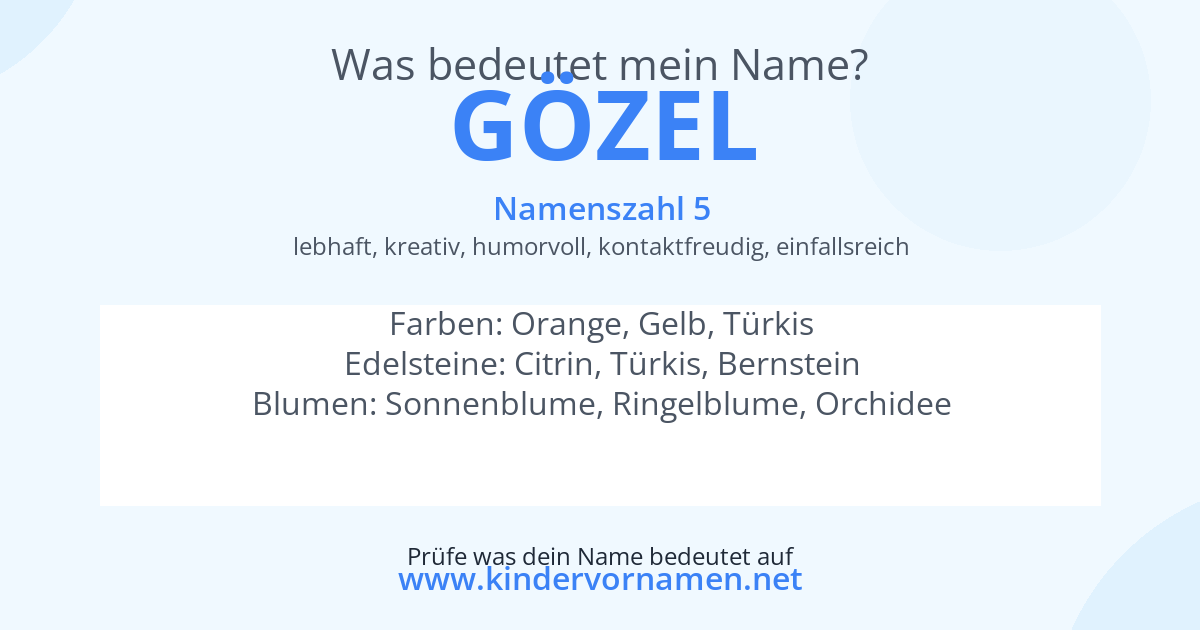 Was bedeutet der Name Gözel?
