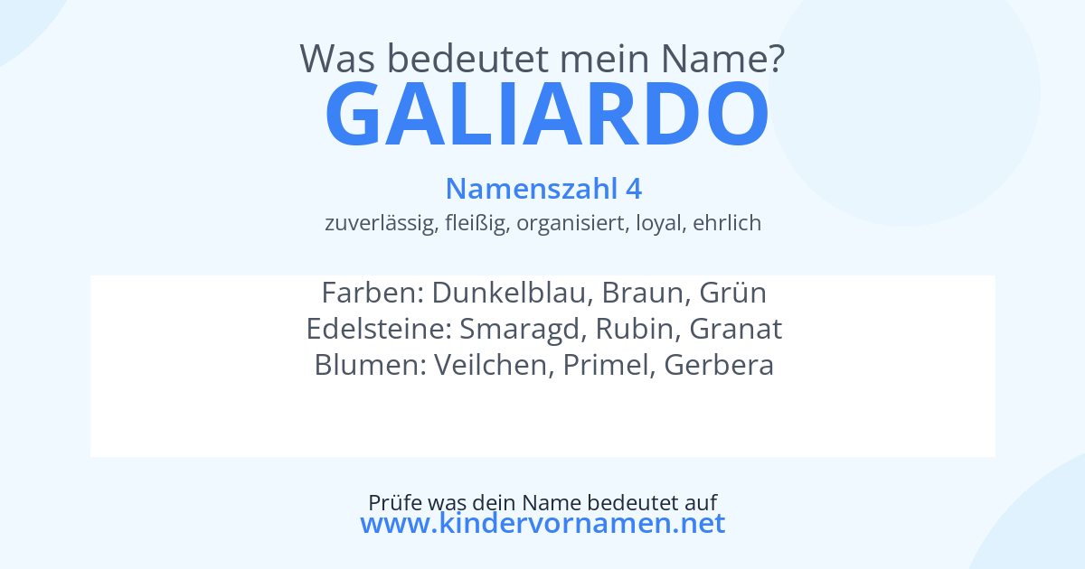 Was bedeutet der Name Galiardo?