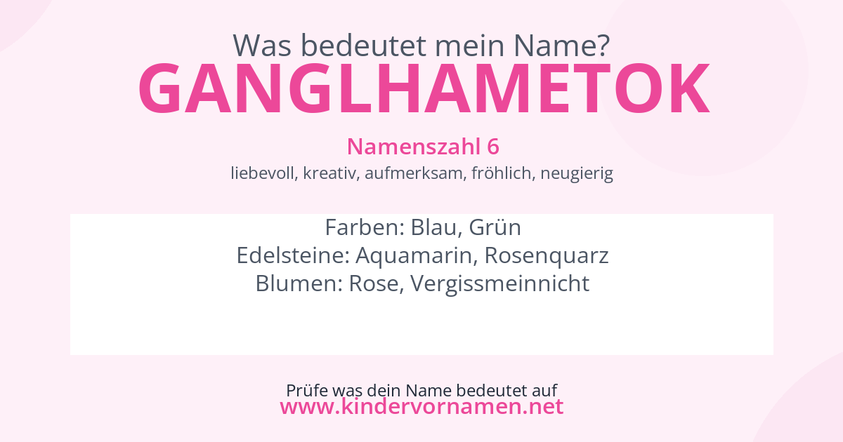Was bedeutet der Name Ganglhametok?