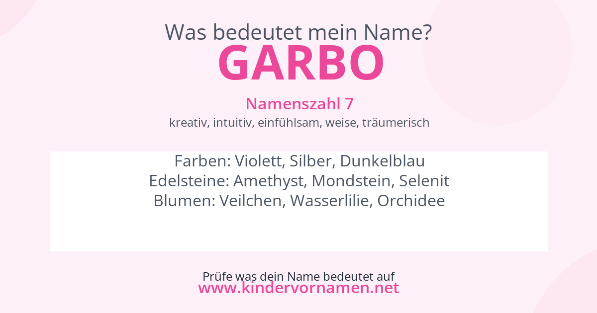 Was bedeutet der Name Garbo?
