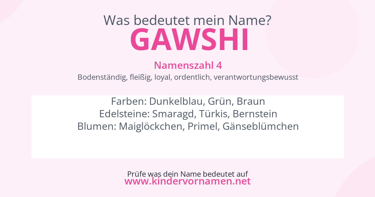 Was bedeutet der Name Gawshi?