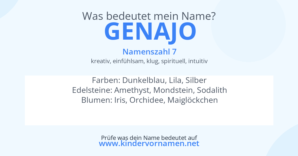 Was bedeutet der Name Genajo?