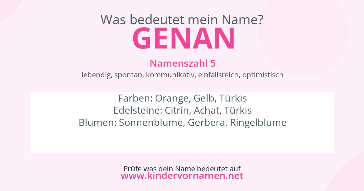 Was bedeutet der Name Genan?