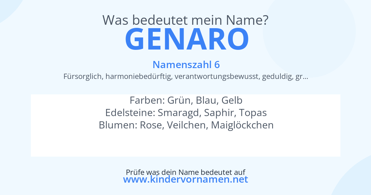 Was bedeutet der Name Genaro?