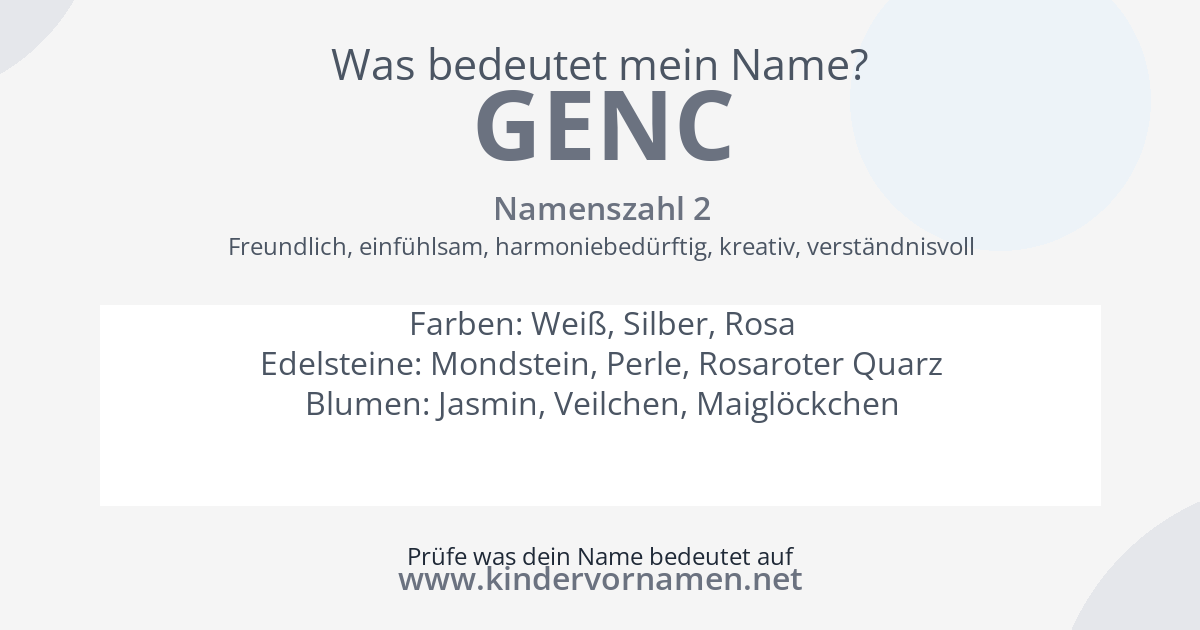 Was bedeutet der Name Genc?