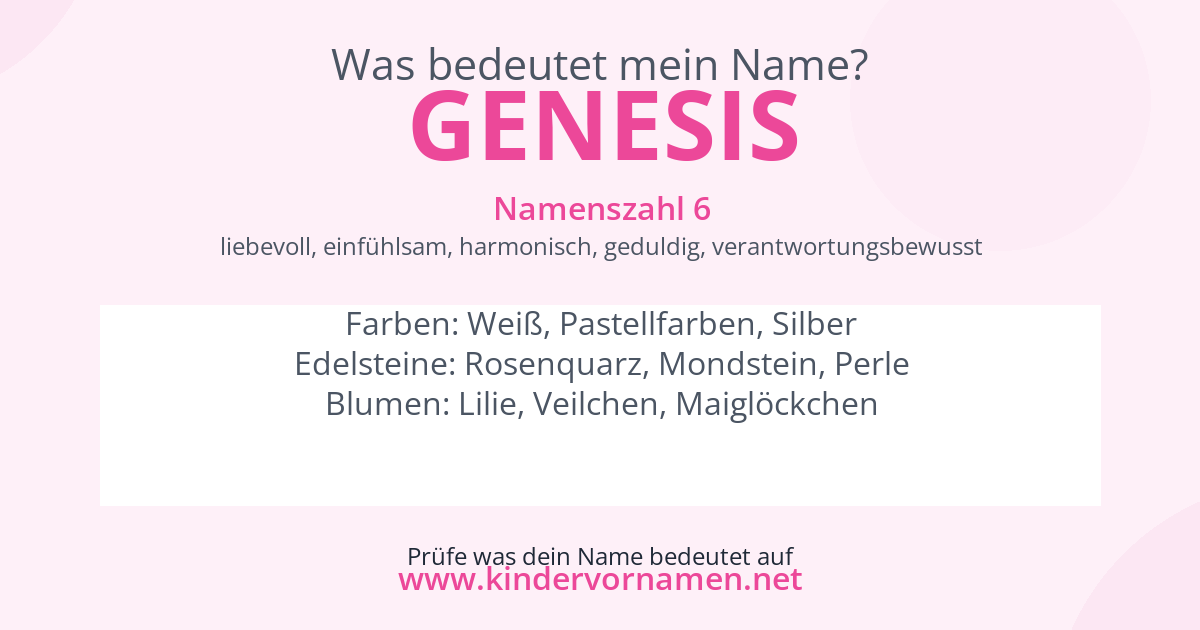 Was bedeutet der Name Genesis?