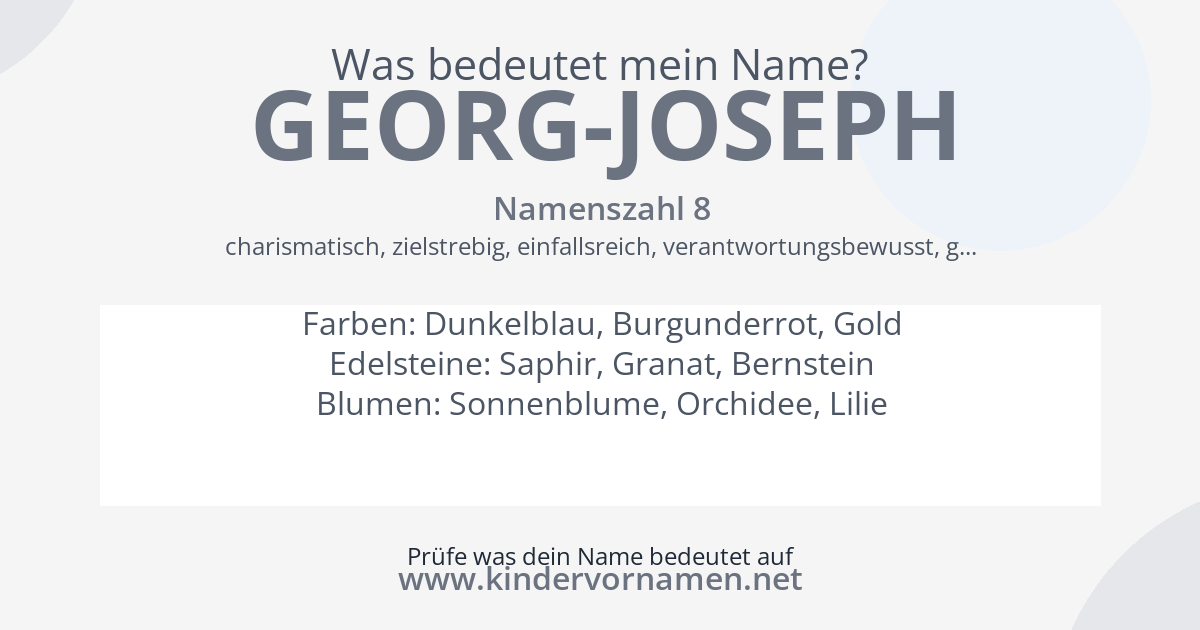Was bedeutet der Name Georg-Joseph?