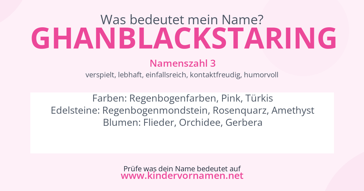 Was bedeutet der Name Ghanblackstaring?