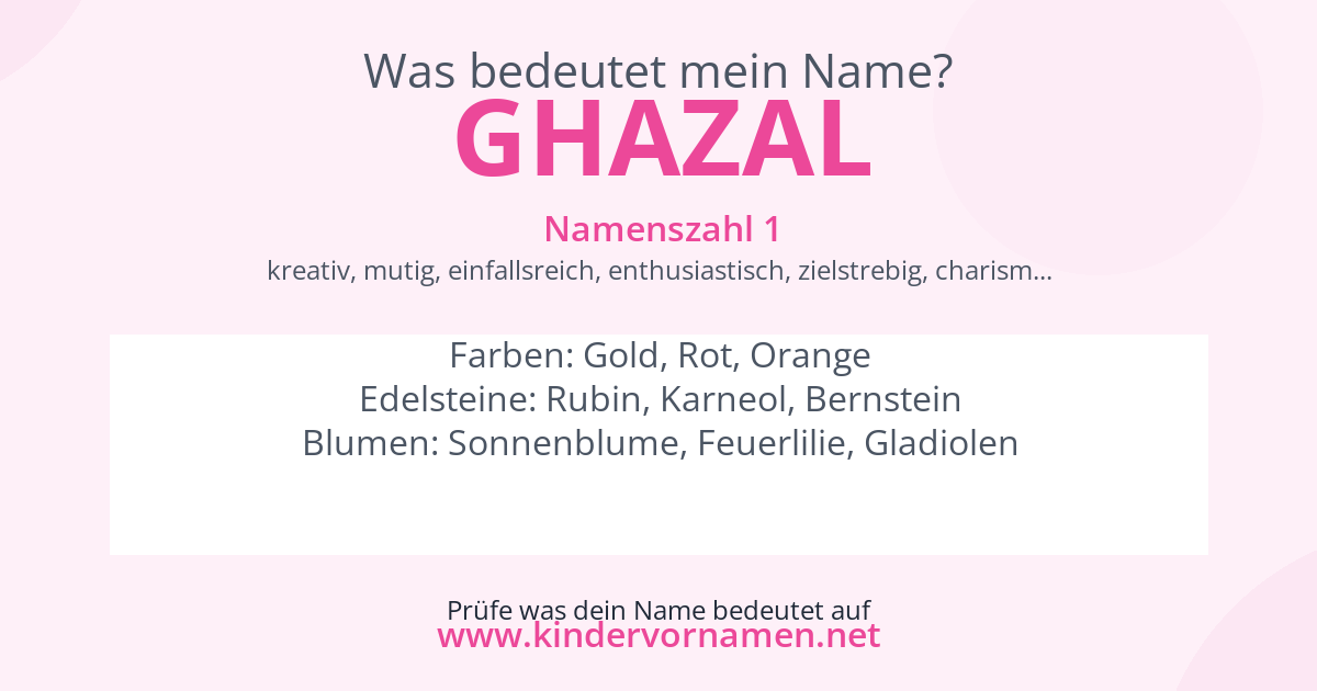 Was bedeutet der Name Ghazal?