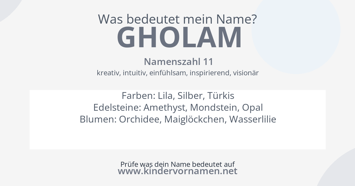 Was bedeutet der Name Gholam?