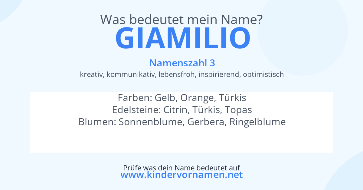 Was bedeutet der Name Giamilio?