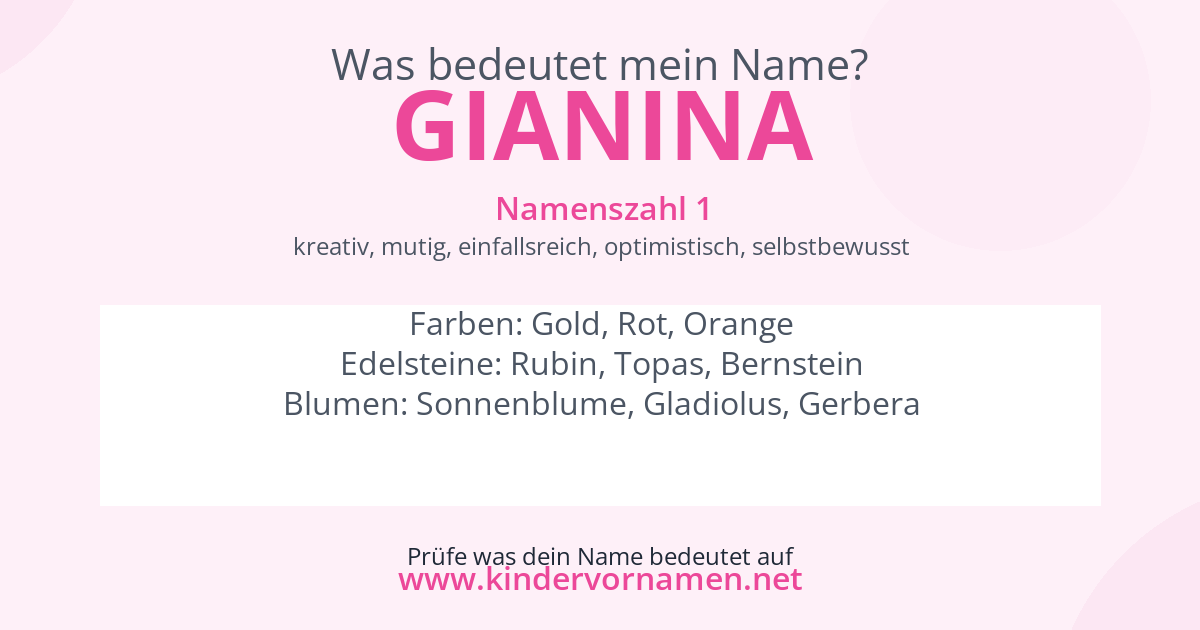 Was bedeutet der Name Gianina?