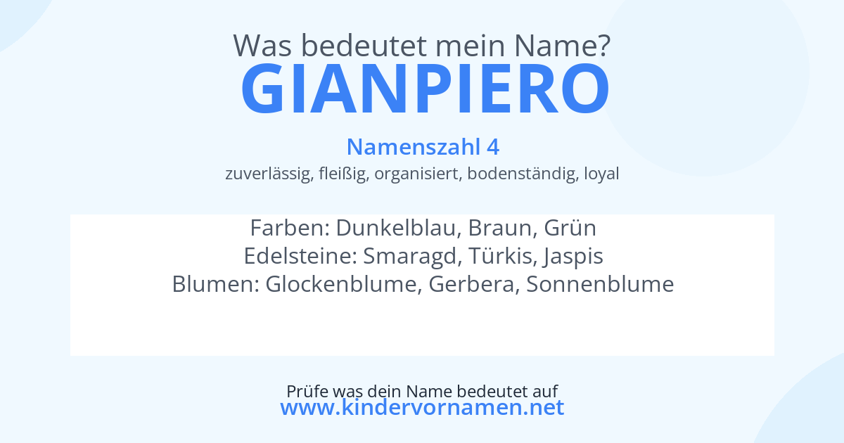 Was bedeutet der Name Gianpiero?