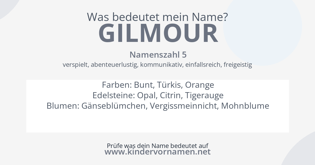 Was bedeutet der Name Gilmour?