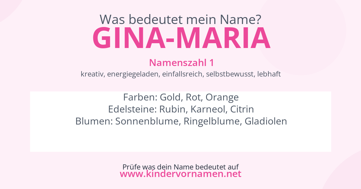 Was bedeutet der Name Gina-Maria?
