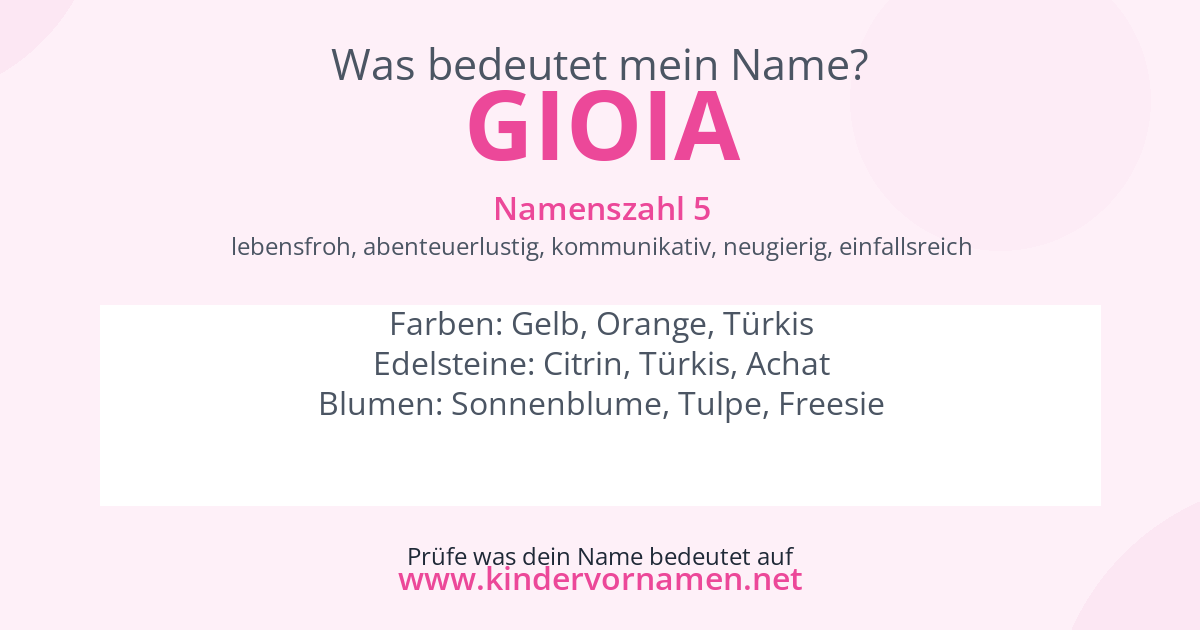 Was bedeutet der Name Gioia?