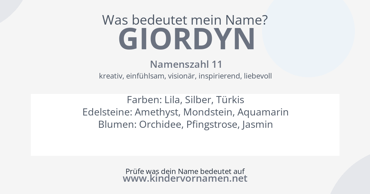 Was bedeutet der Name Giordyn?