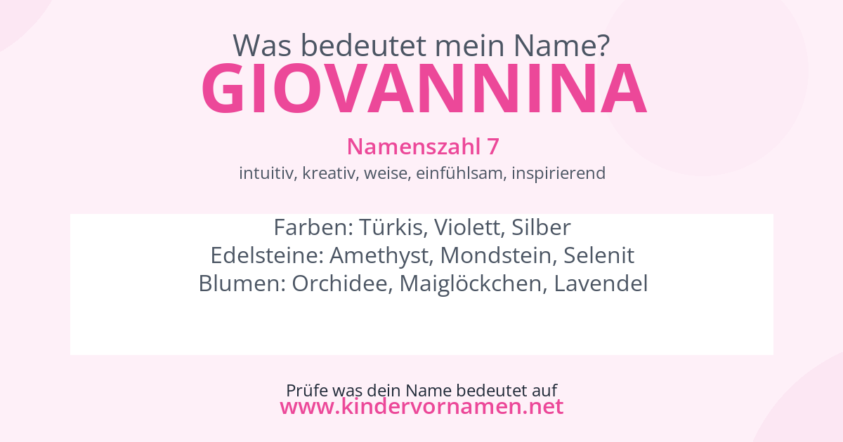Was bedeutet der Name Giovannina?