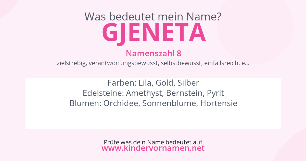 Was bedeutet der Name Gjeneta?