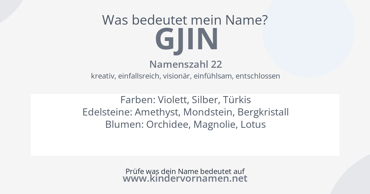 Was bedeutet der Name Gjin?