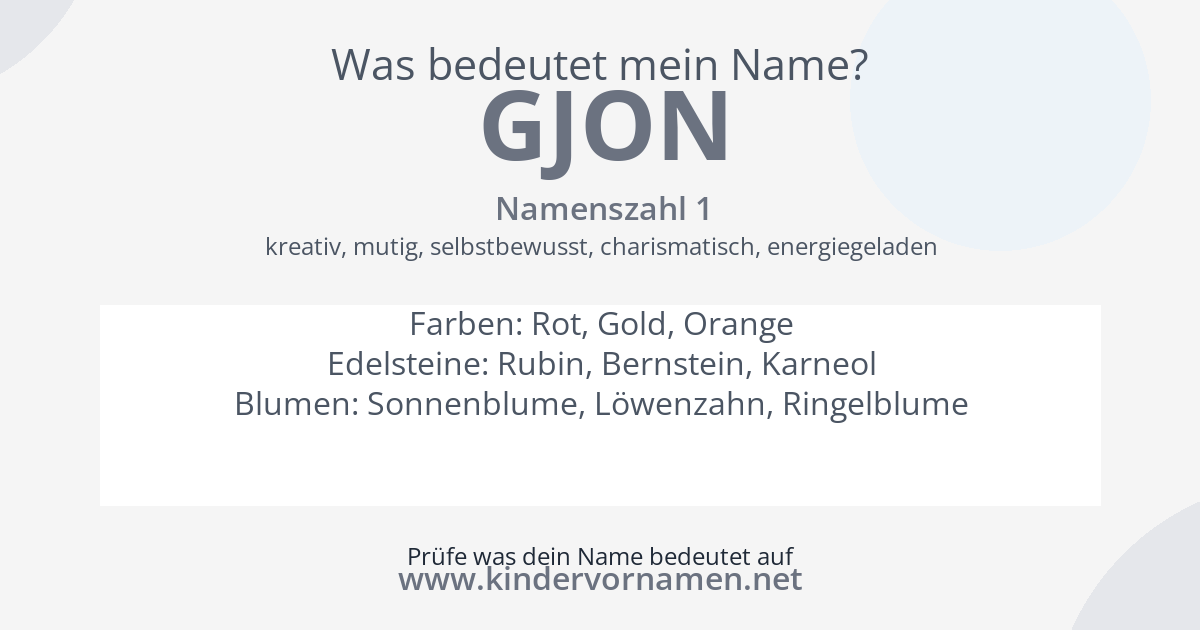 Was bedeutet der Name Gjon?